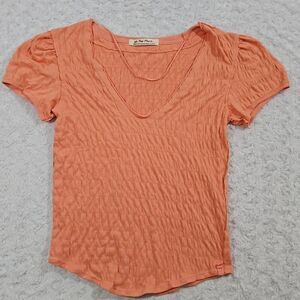 Free People Womens Size Small We The Free Burnt Coral Sugar Cube Baby Doll Tee